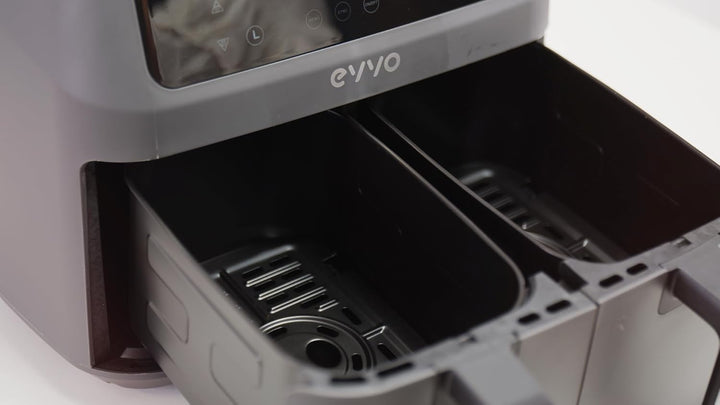 EVVO Luftfritteuse ohne Öl, 8 l, 2.800 W, Doppelkorb, Antihaftbehälter, Dual-Cyclone-Technologie, 10