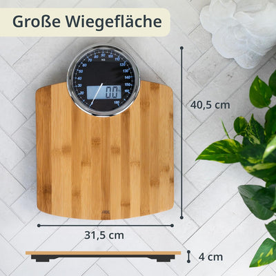 ADE Digitale Personenwaage BE 1719 Luna. Körperwaage Holz, Elektronische Waage mit Bambus, digitale