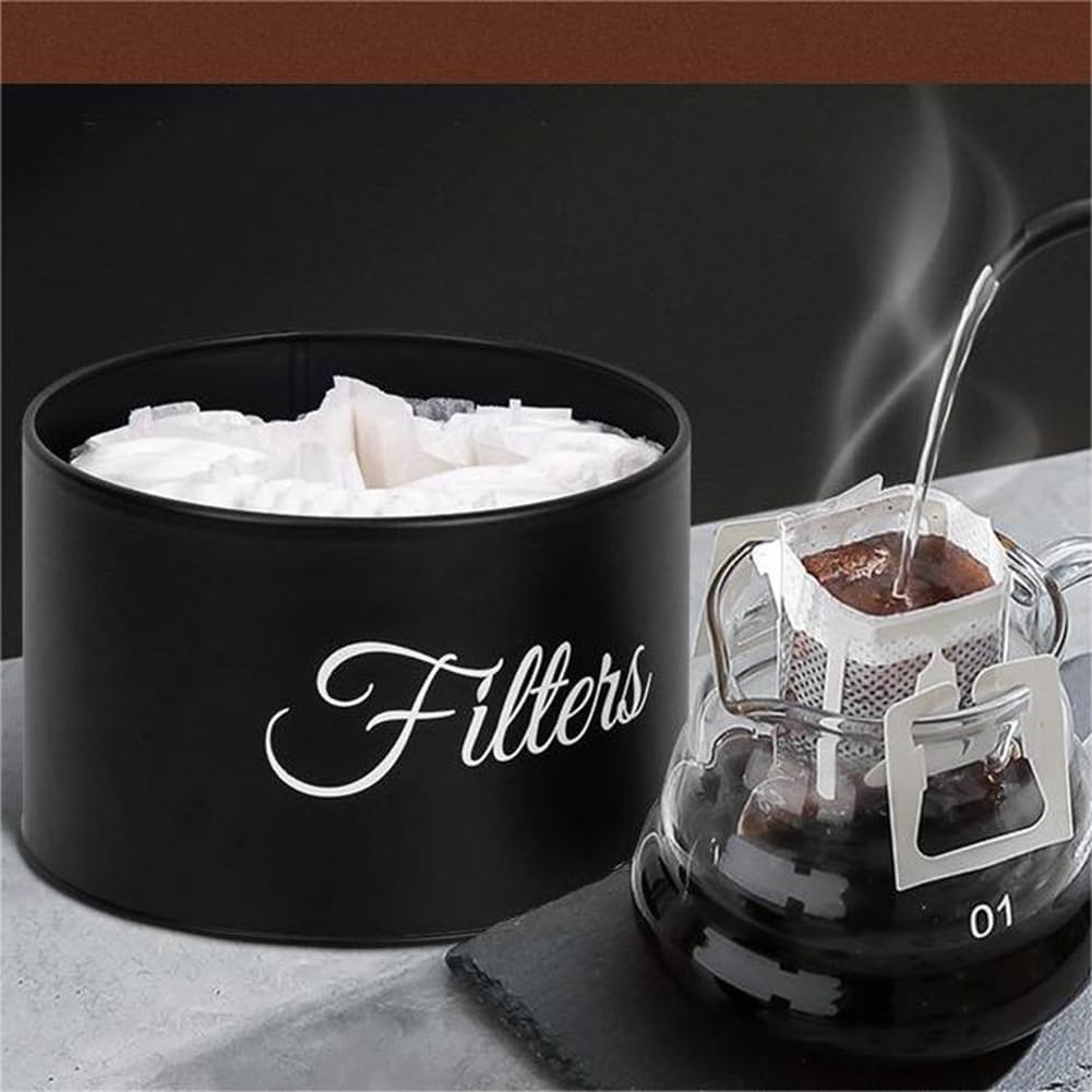 Kaffeefilterhalter, Aufbewahrungskorb für Kaffeefilter mit Deckel, Runder KaffeefilterbehäLter für d