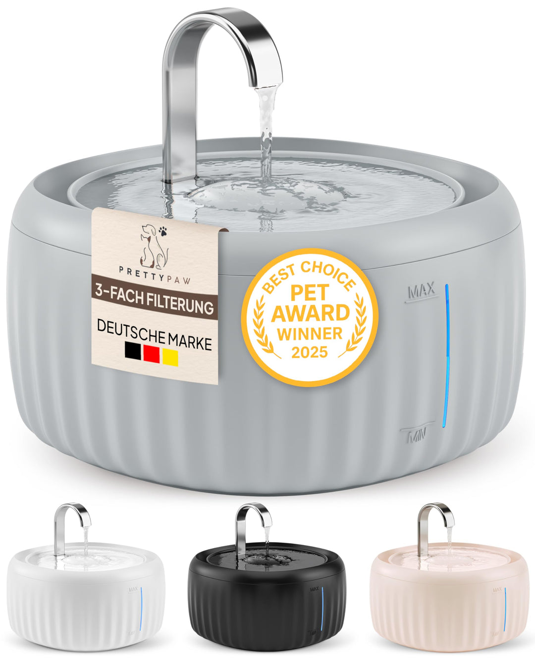 Katzenbrunnen Aqua Flow Pro [NEUEINFÜHRUNG] Super leiser, BPA-freier 3L Trinkbrunnen für Katze mit L