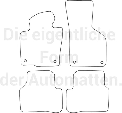 moto-MOLTICO Fussmatten Auto Velours Autoteppiche Schwarz Automatten Set 4-teilig passend für VW Pas