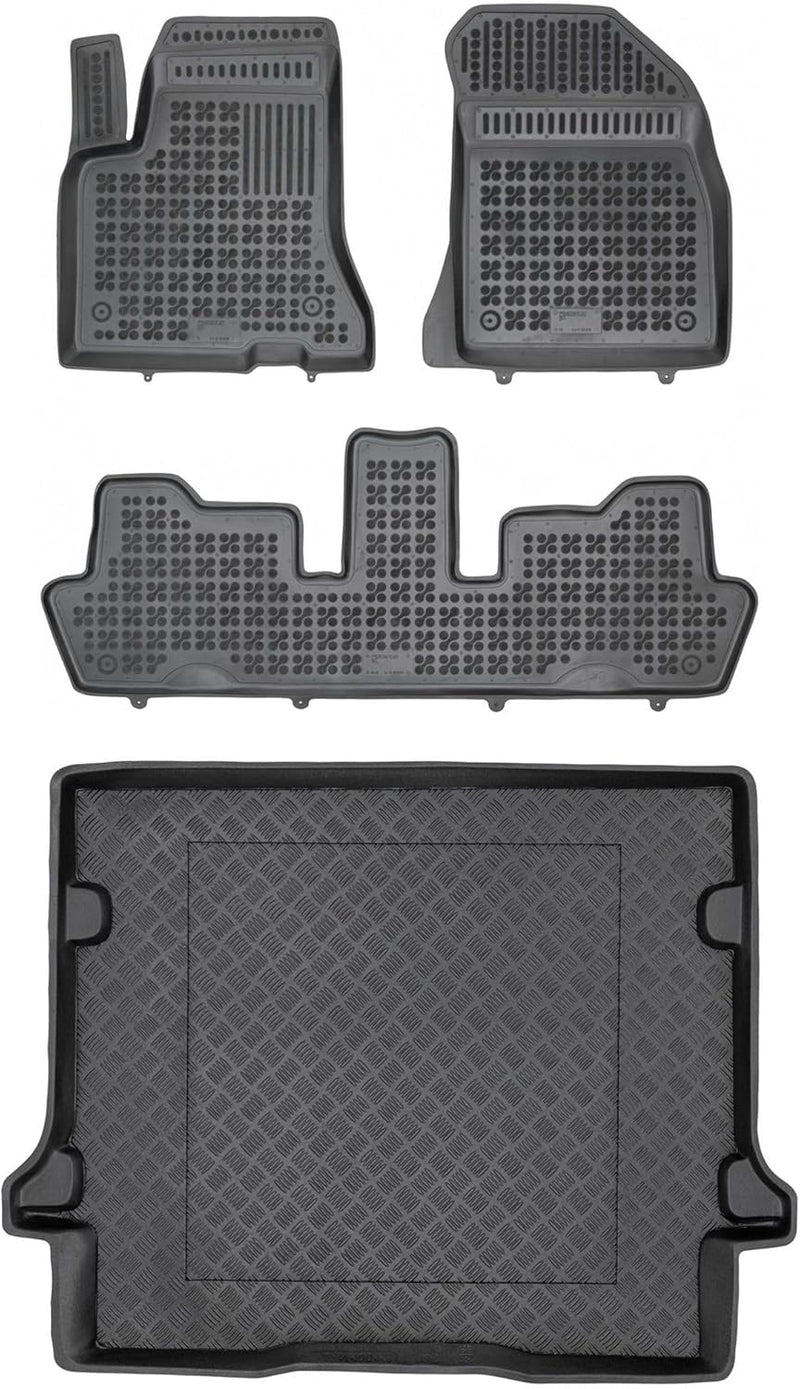 M MOTOS Satz Gummifussmatten und PE Kofferraumwanne für Citroen C4 GRAND PICASSO I 2006-2013 Verbess