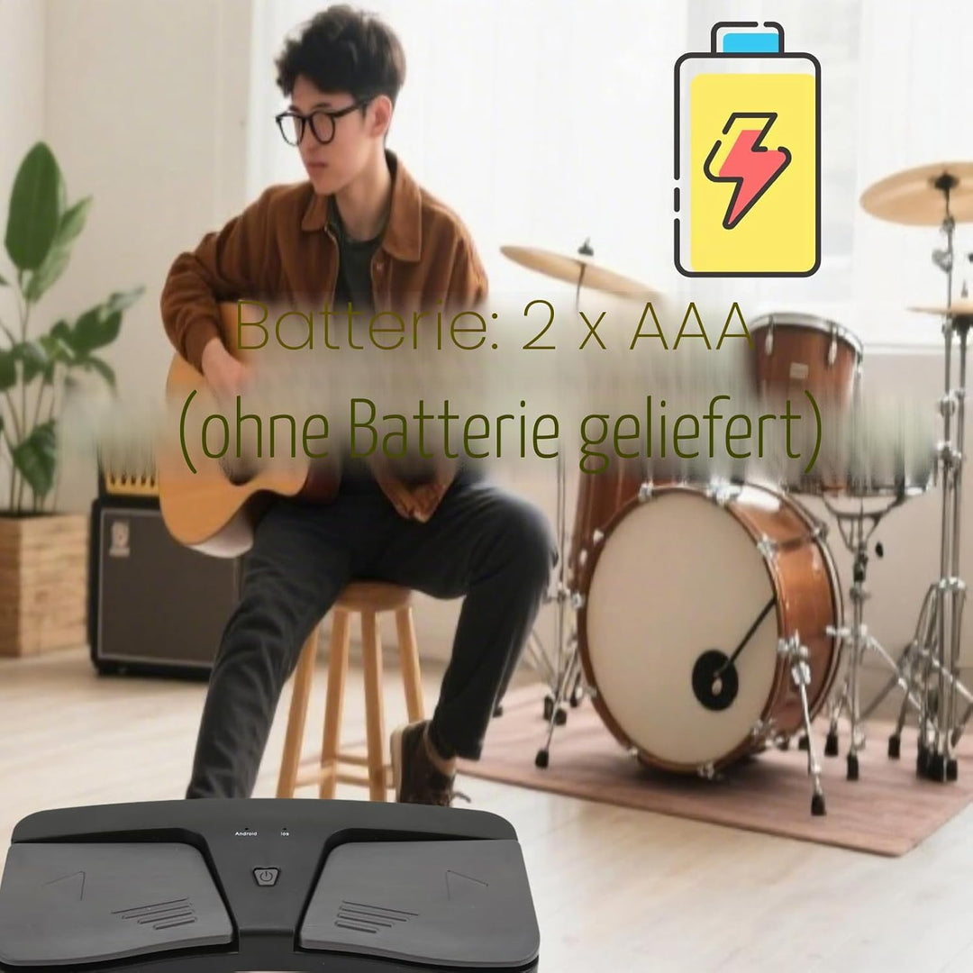 Page Turner Pedal für Tablets, Kabelloses Fusspedal Musik Page Turner für IOS, für Android, Batterie