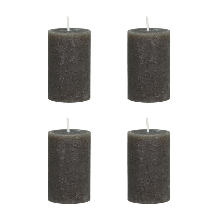 Chic Antique 4er SMacon rustikale Stumpenkerze Kerze Antik Altarkerzen 100% Paraffin Lange Brenndaue