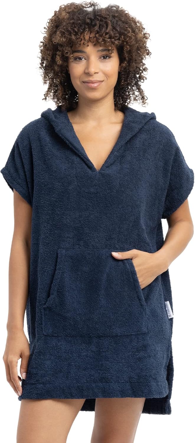 HOMELEVEL Poncho Damen Frottee - Badeponcho Badetuch aus 100% Baumwolle - Handtuch für Strand Sauna