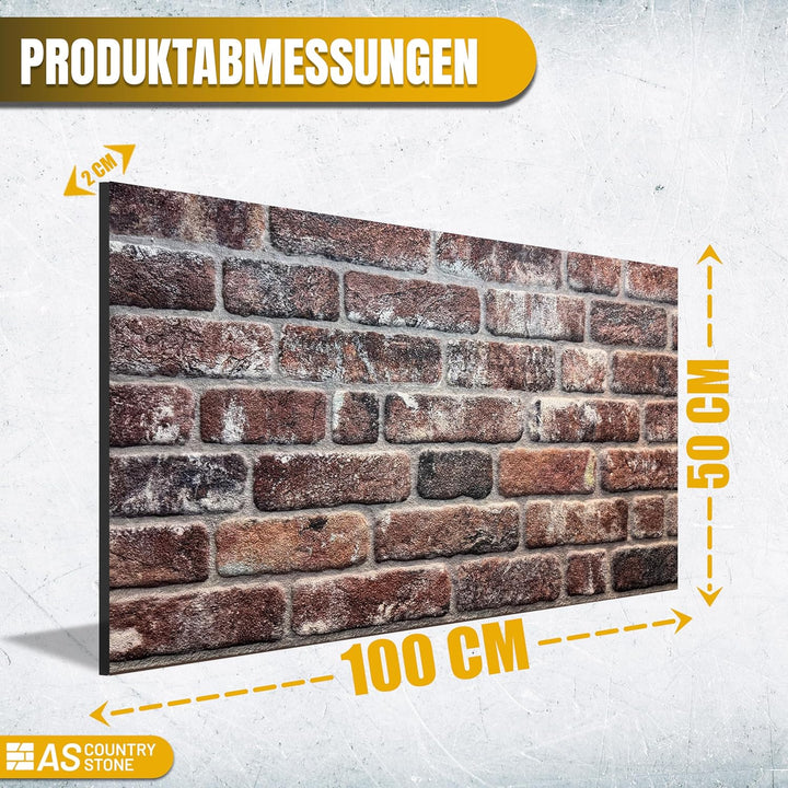 AS Country Stone® Wandverkleidung Steinoptik | 100x50x2 cm | 3D Effekt Wandpaneele Steinoptik für Kü