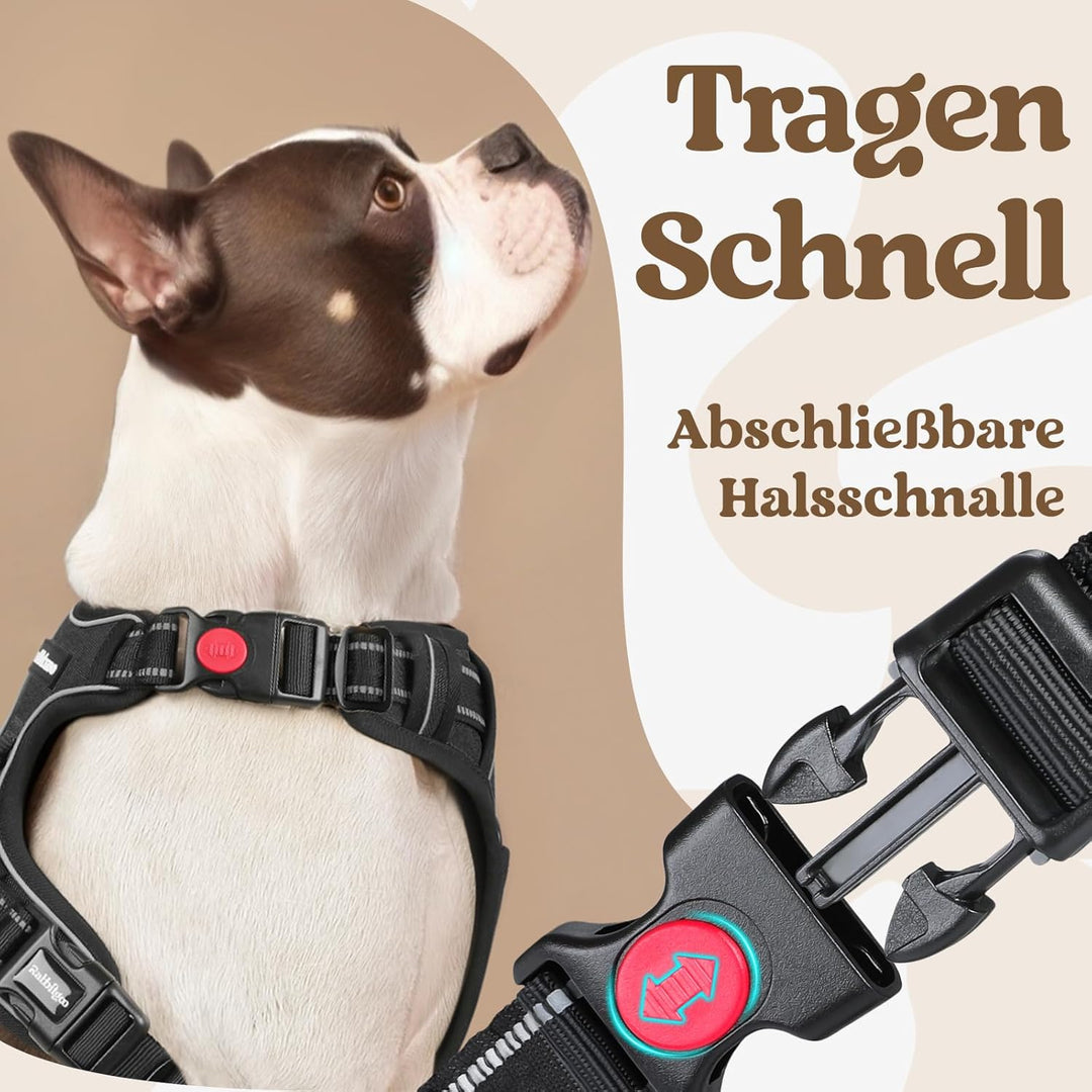 rabbitgoo Hundegeschirr Grosse Hunde, Verstellbare Geschirr Hund ohne Zug &amp; Würgen, Anti Zug Hundege