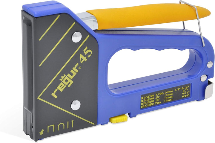 REGUR 45 Handtacker - 4-in-1 Multifunktions-Tacker verarbeitet Feindraht-Klammern, Bogen-Klammern, T