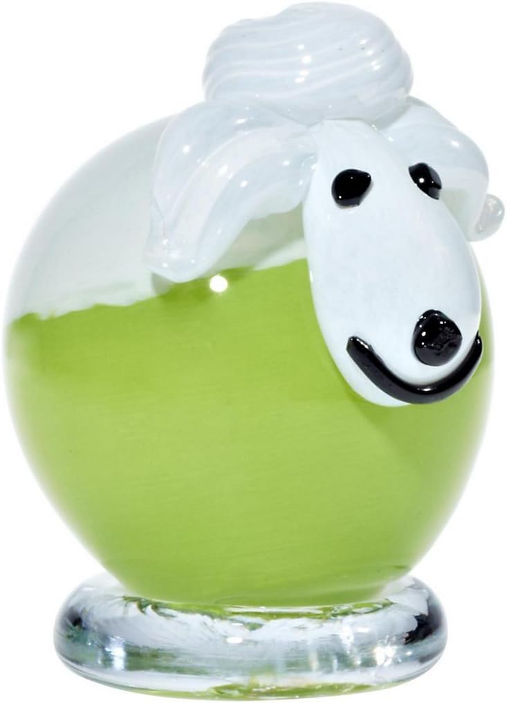 CRISTALICA Glasfigur Schaf grün/weiss 10,5cm