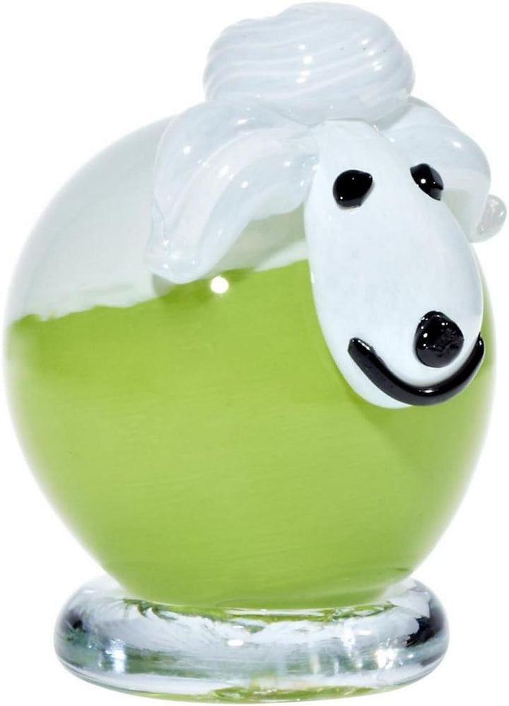 CRISTALICA Glasfigur Schaf grün/weiss 10,5cm