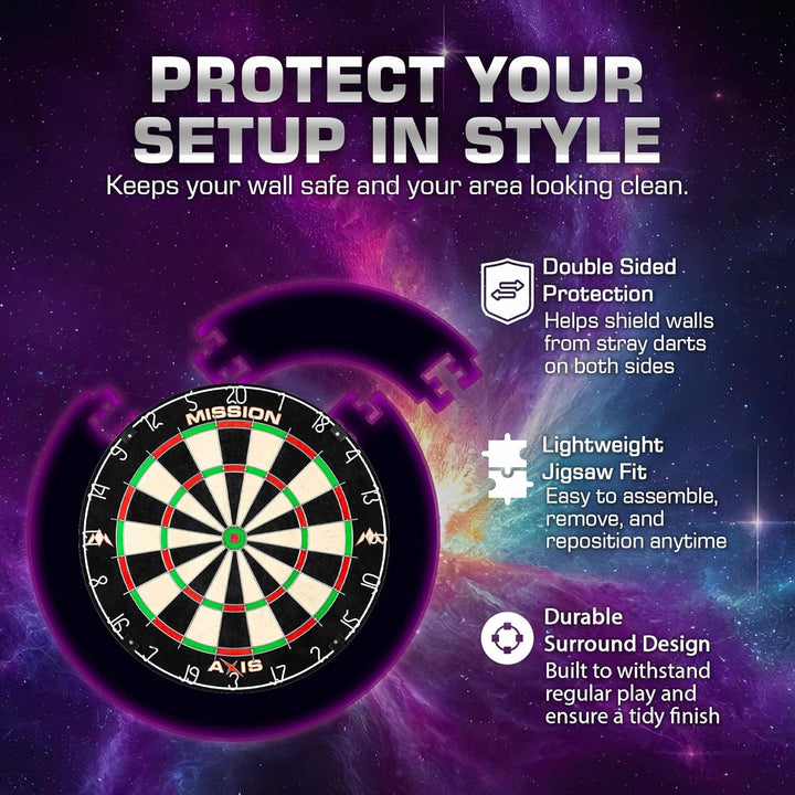 Mission Darts SU082 Axis Home Center | Darts und Dartscheibe Komplettpaket inkl. Surround und Oche m