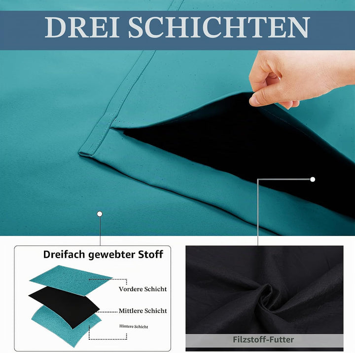 PONY DANCE Schallschutz Vorhang 100% Blickdicht Ösen Gardinen Schlafzimmer 2er Set H 240 x B 132 cm