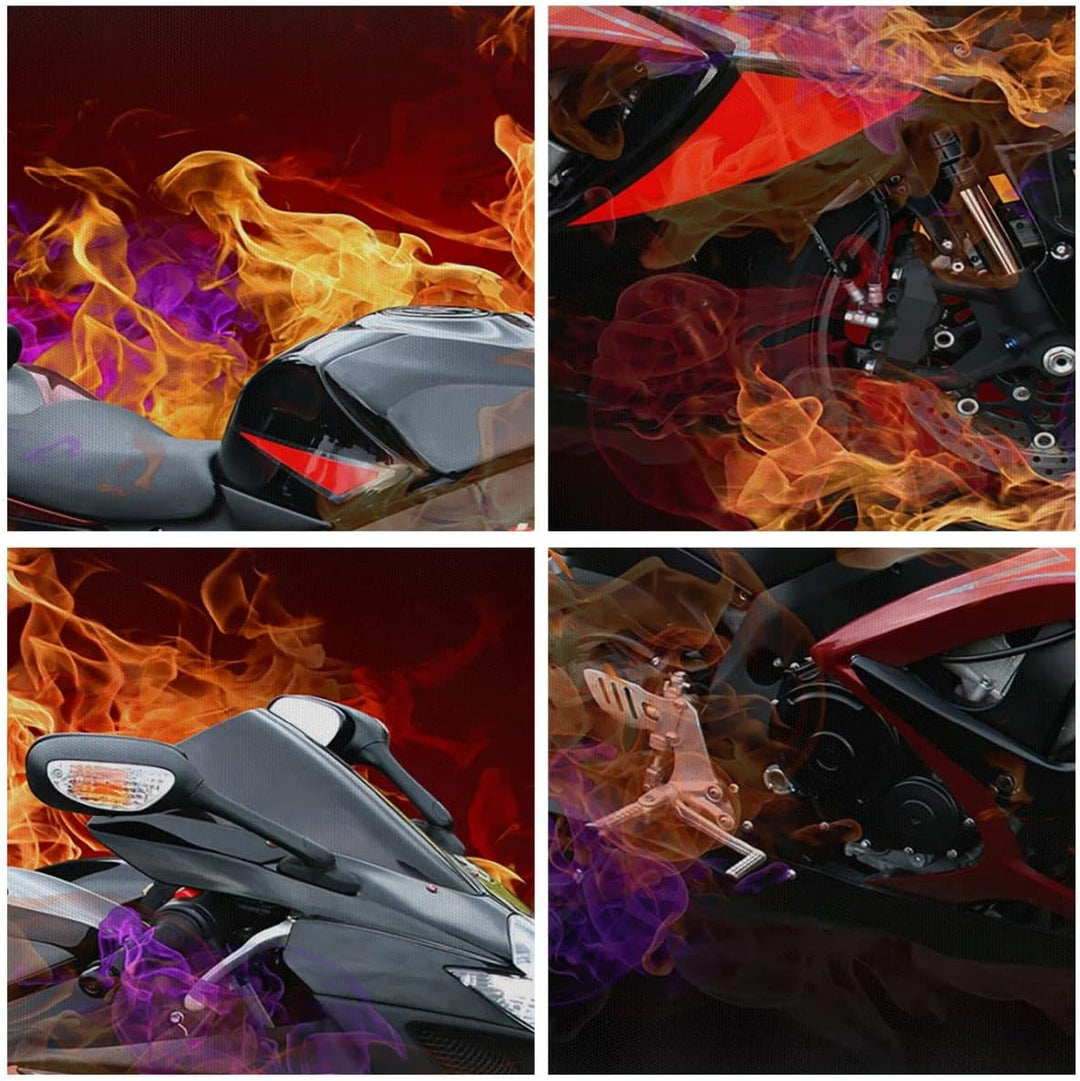 Bilder auf Leinwand Motorrad Feuer Abstraktion Leinwandbild 70x50cm Wandbilder Dekoration Wohnzimmer