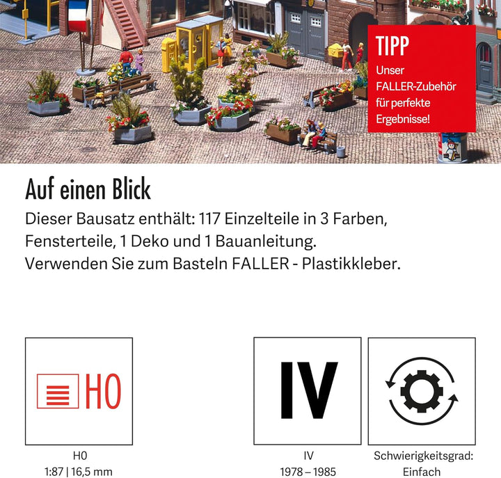 FALLER Stadtausschmückung Modellbausatz mit 117 Einzelteilen I Modelleisenbahn Zubehör H0 I Modellei