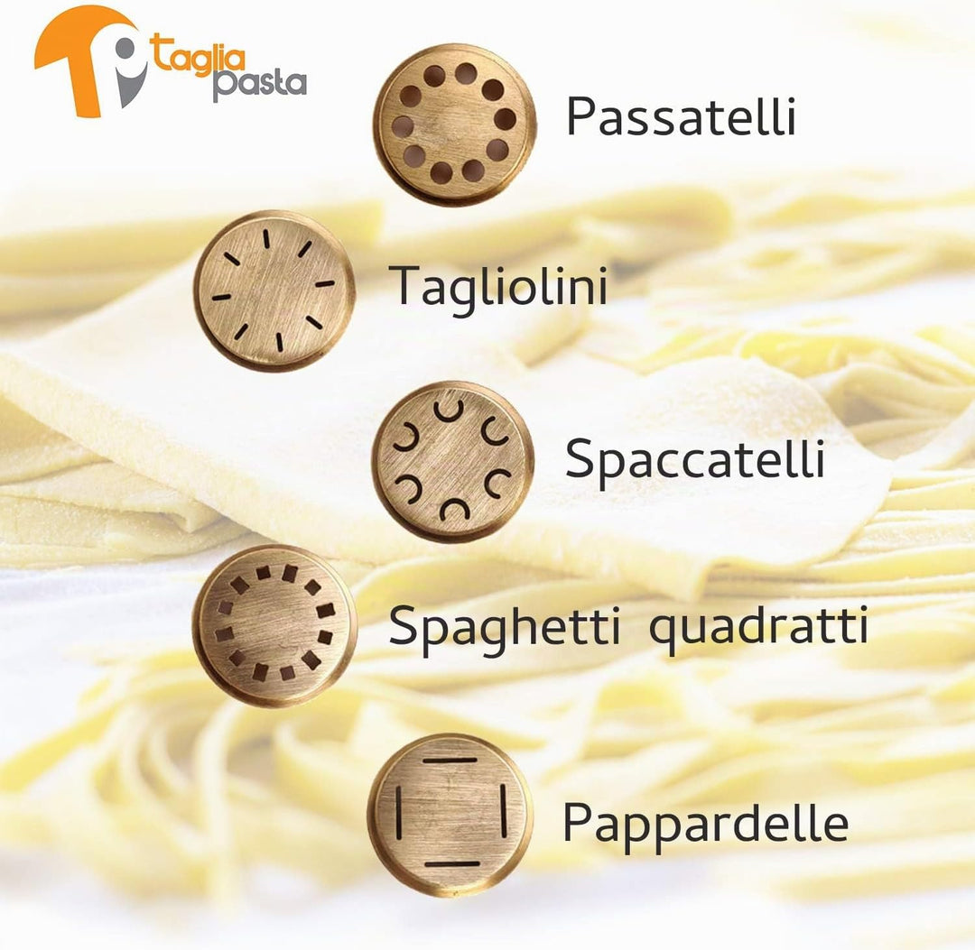 Nudelmaschine manuell mit Saugnapf und 5 Matrizen aus Messing für Pasta | TORKIO OK Leonardo Teigsch