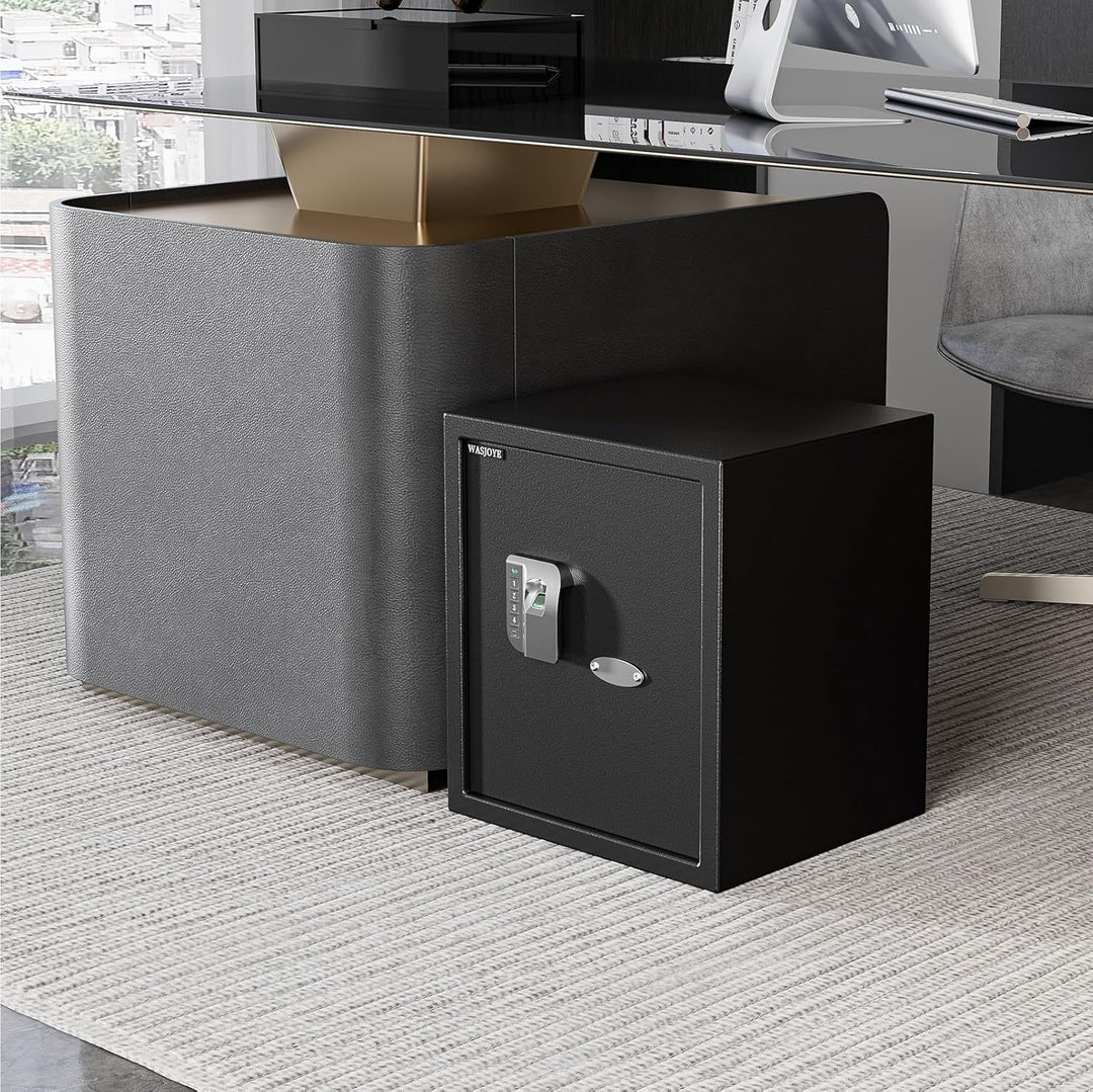 WASJOYE 38.08L Fingerabdruck Tresor Safe, Gross Tresor mit Zahlenschloss, Biometrischer Möbeltresore