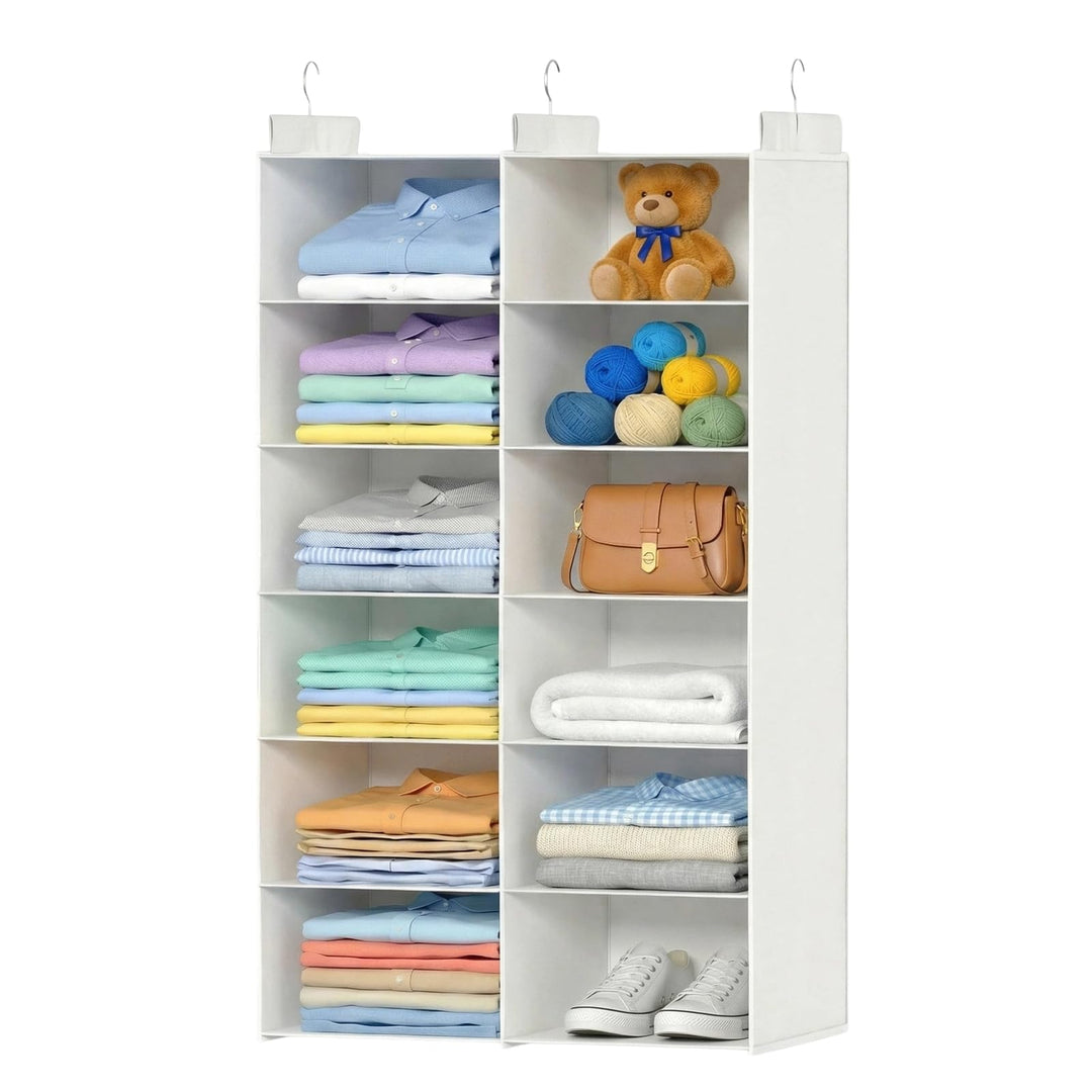 ALLTIDYUP Doppelreihe Hängeregal, Schrank Organizer für Kleidung, Faltbarer Kleiderschrank Organizer