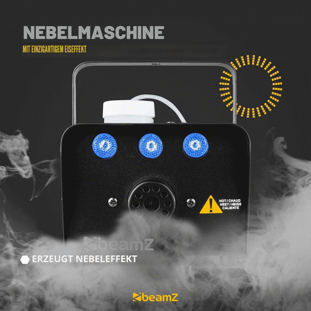 BeamZ S700-LED Ice Mini Nebelmaschine mit Lichteffekt in Blau, 700 Watt, Party Rauchmaschine, Fog Ma