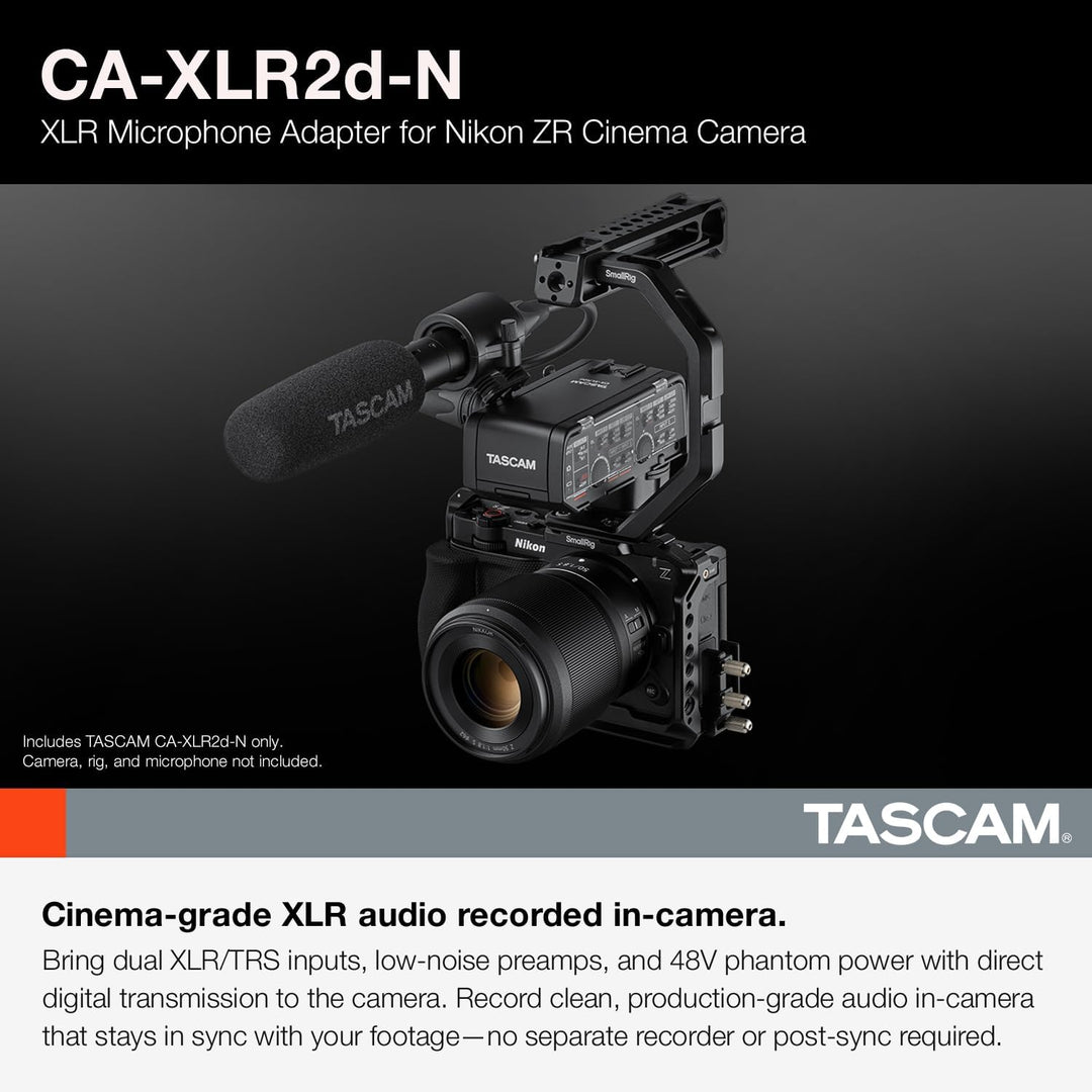 TASCAM CA-XLR2d-N – Digitaler XLR Mikrofonadapter für spiegellose Nikon Kameras