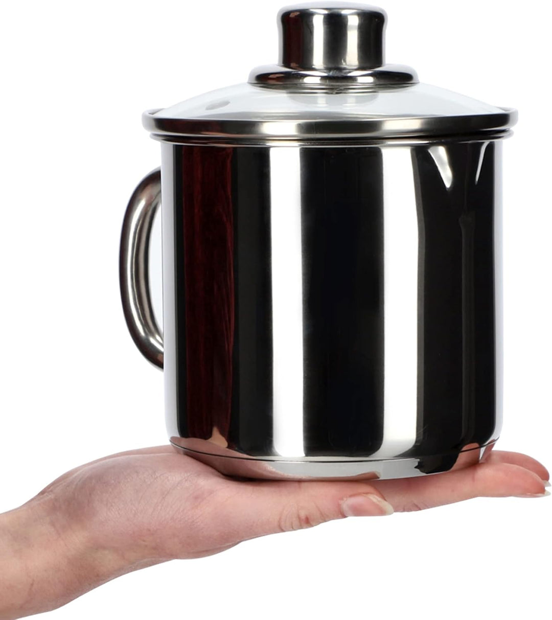 KADAX Edelstahltopf mit Glasdeckel, 1,2L Kochtopf Induktion mit Griff, Milchtopf, Deckel mit Dampflo