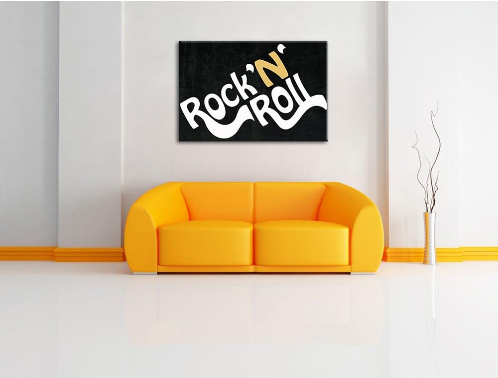 Pixxprint Rock 'n' roll Schrift als Leinwandbild/Grösse: 100x70 cm/Wandbild/Kunstdruck/fertig bespan