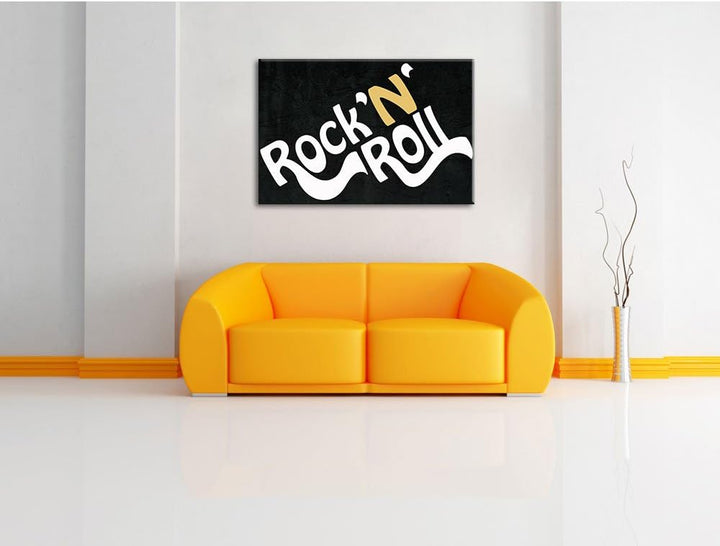 Pixxprint Rock 'n' roll Schrift als Leinwandbild/Grösse: 100x70 cm/Wandbild/Kunstdruck/fertig bespan