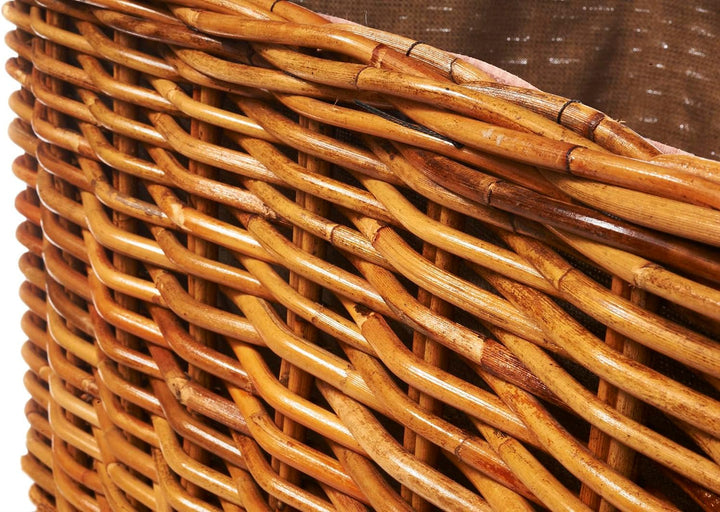Holztrage Holzkorb für Kaminholz - Rattan Lacak mit abnehmbarem Leinenstoff
