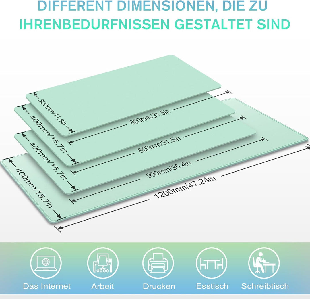 Schreibtischunterlage Mauspad 1200x400mm Mousepad XXXL- Gaming Mauspad 120 x 40 cm Hellgrün, 120 x 4