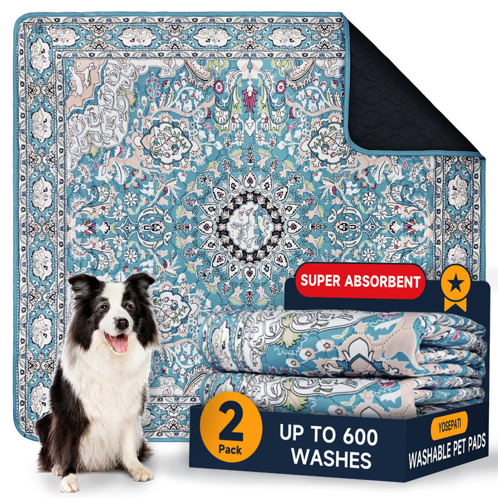 Washable Pee Pads for Dogs 2 Pack, 45 x 60cm Waterproof Non-Slip Reusable Puppy Pad with Fast Absorb