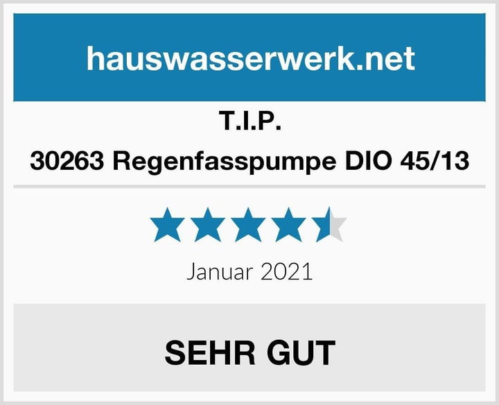 T.I.P. Tauchpumpe - Regenfasspumpe (2.700 l/h Fördermenge, mit Durchflussmengenregler, 13 m Förderhö