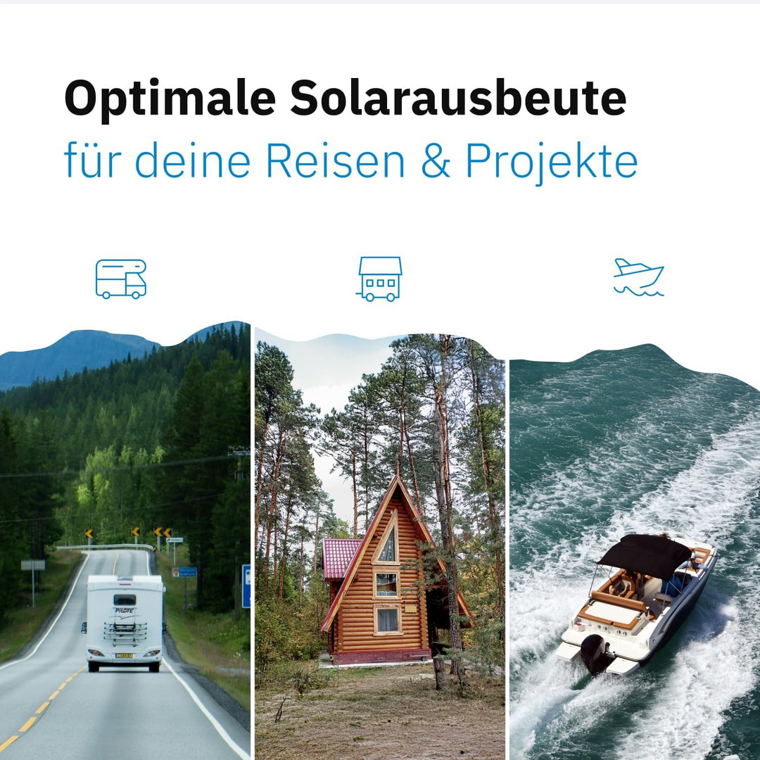 ECTIVE Solarpanel BSP 100C Black - 100W, 5,56A, 32 Zellen, für 12V 24V Batterieladeregler - Monokris