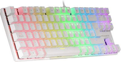 MARSGAMING MK80 Weiss, Mechanische Gaming Tastatur TKL FRGB, Antighosting, Switch Mechanischer Blau,