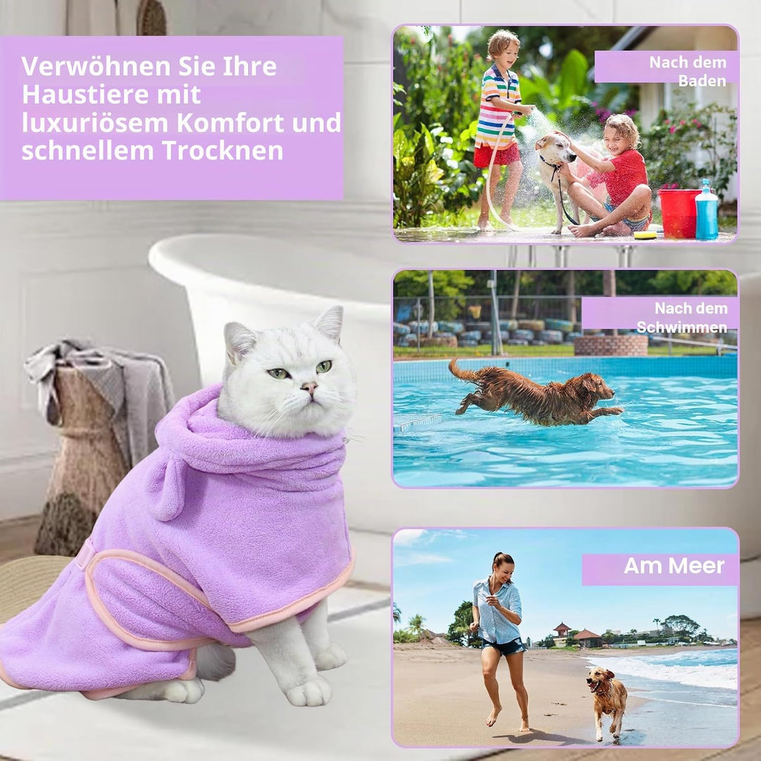 Haustier-Bademantel für Hunde und Katzen, saugfähig, schnell trocknend, niedliches Hunde-Badetuch, K
