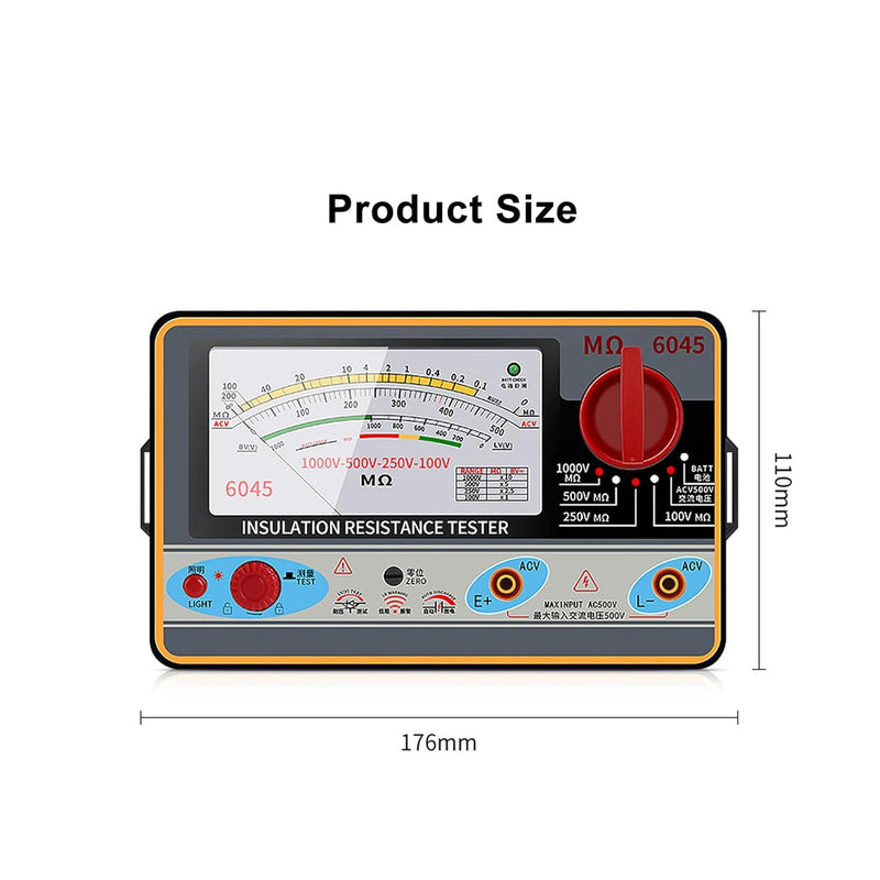 TY6045 Isolationswiderstandstester mit Klarem Zifferblatt-Display Selbstsichernde Halterung Elektrik