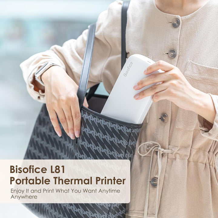 Bisofice L81 Mobiler Tragbarer Drucker Bluetooth Thermodrucker A4 Mobiler Drucker A4 Klein Kompakt P
