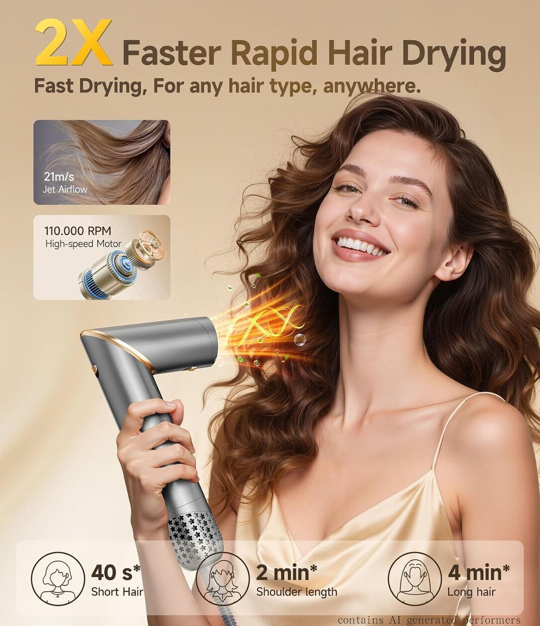 8 in 1 Hair Dryer Brush Set Air Hair Styler Curling Negative Ionic Foldable Hot Air Hair Dryer Brush