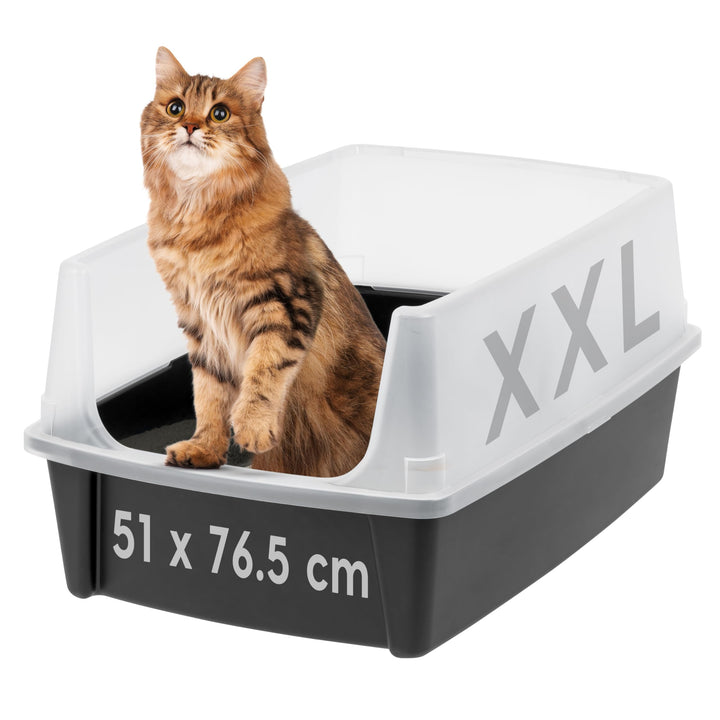 Iris Ohyama, XXL Katzenklo, Katzentoilette Hoher Rand, Schwarz, Grosses Katzenklo, Abnehmbare Ränder