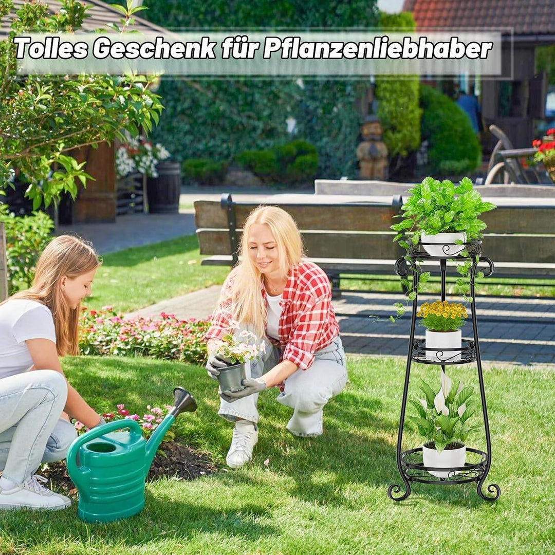 JC-Houser 3 Etagen Blumenständer Pflanzenständer Metall, 87cm Hoch Blumenregal Pflanzenregal, Rostfr