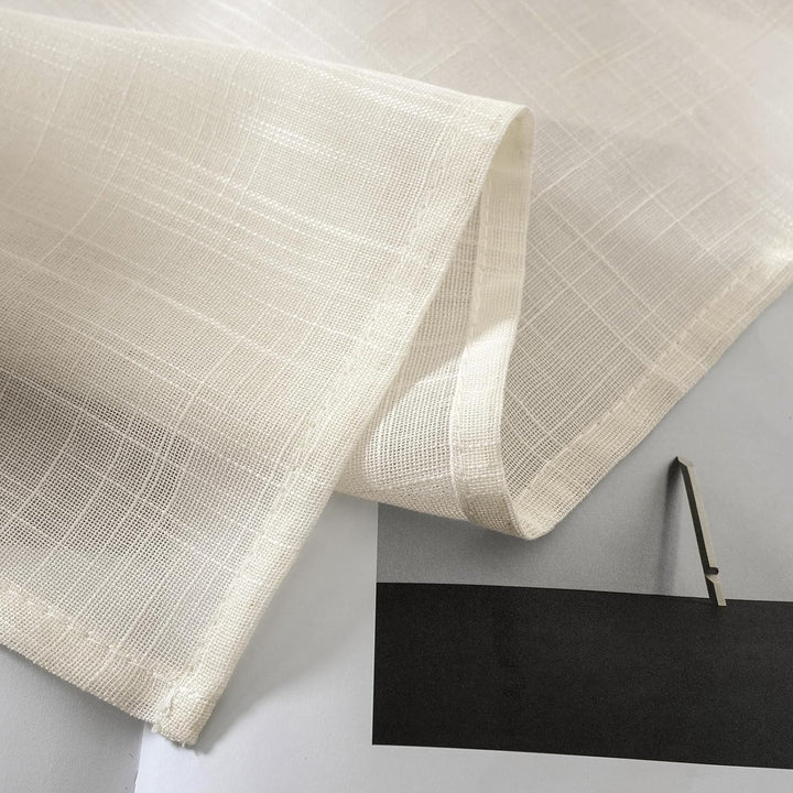 MIULEE 2er Set Voile Vorhang Sheer Leinenvorhang mit Ösen Transparente Leinen Optik Gardine Ösenscha