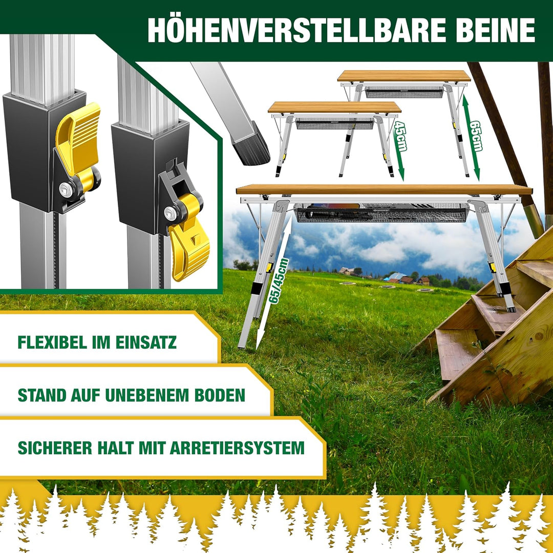 KESSER® Campingtisch faltbar Klapptisch mit Aluminiumrahmen Aufrollbare Tischplatte Falttisch klappb