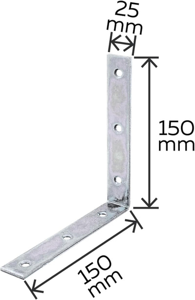 Alberts 847456 Stuhlwinkel | sendzimirverzinkt | 150 x 150 x 25 mm | 20er Set 150 x 150 x 25 mm / 20