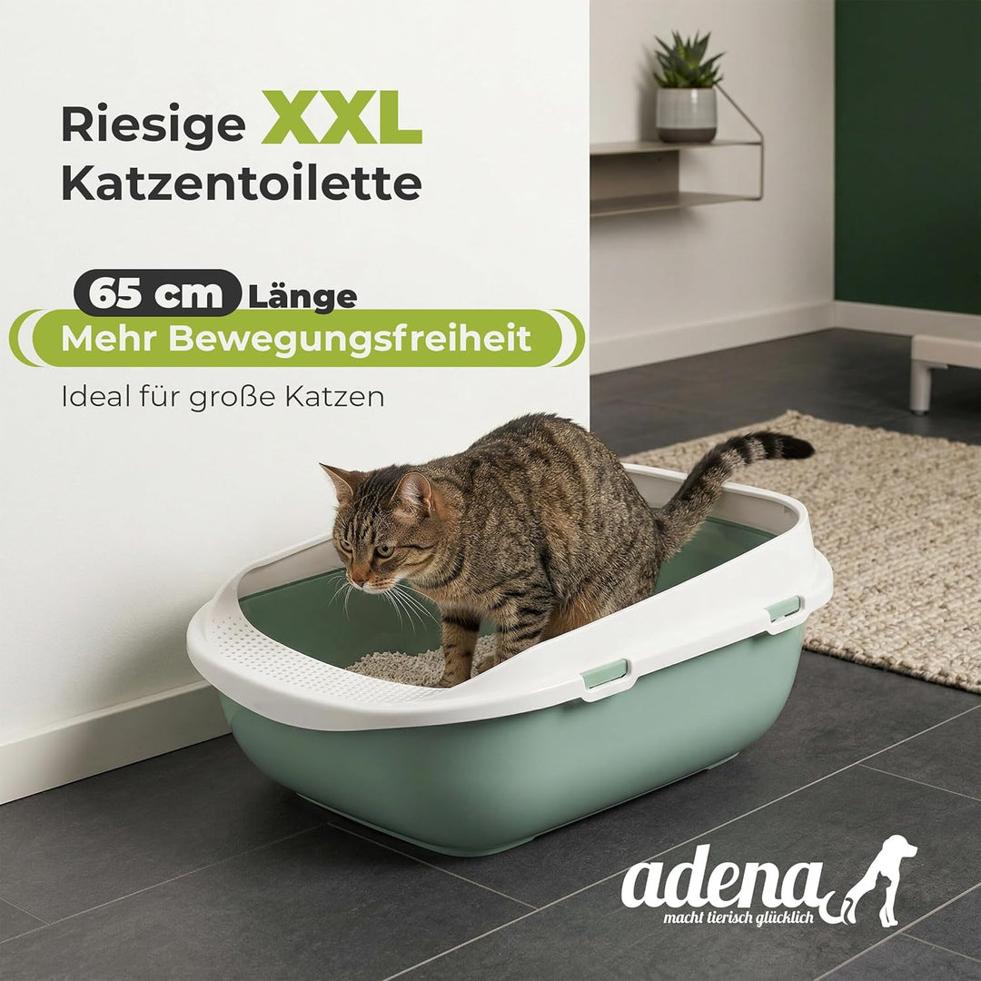 XXL Katzentoilette Schale 65 cm Agave mit Rand und Schaufel, agave