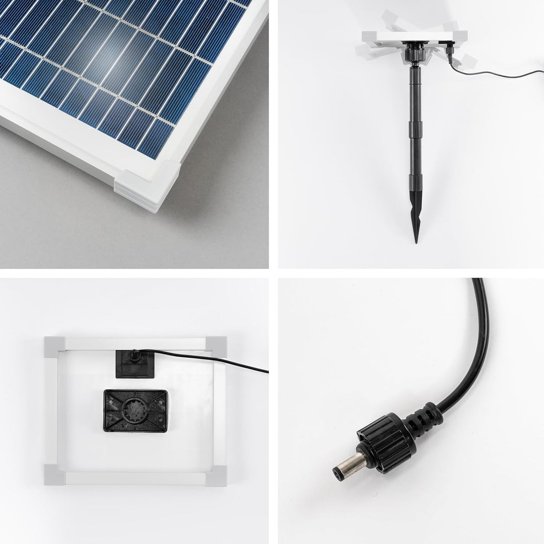 esotec Solar-Teichpumpenset 6/420, Solarpumpe mit Trockenlaufschutz, Sprinklerset für Wasserspiel Mi