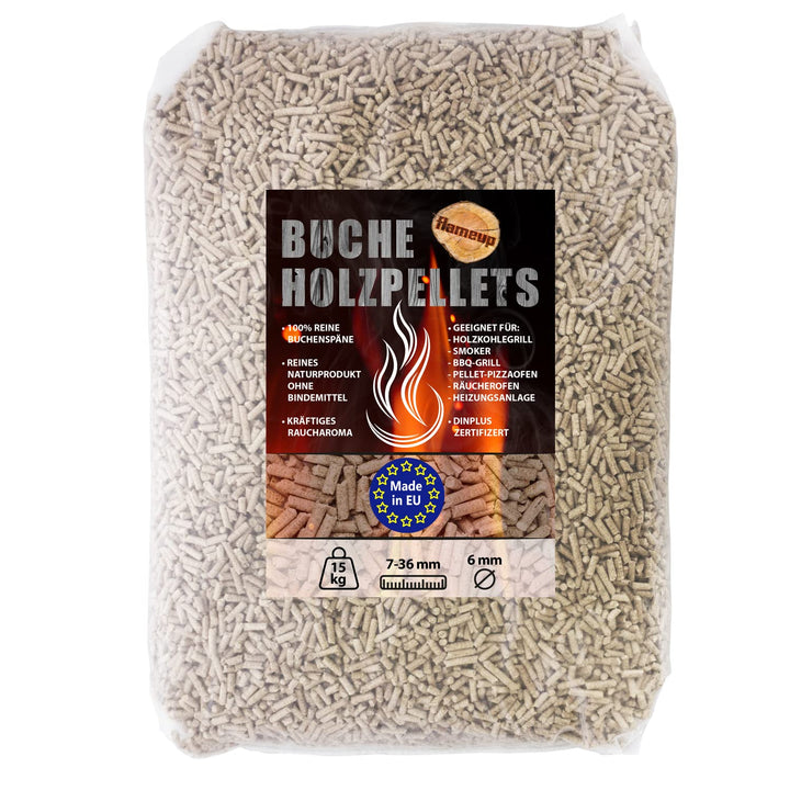 Buche Pellets 15 kg Grill Smoker Holz Pizzaofen BBQ Pellet Outdoor Ofen Grillen Chunks Holzpellets G