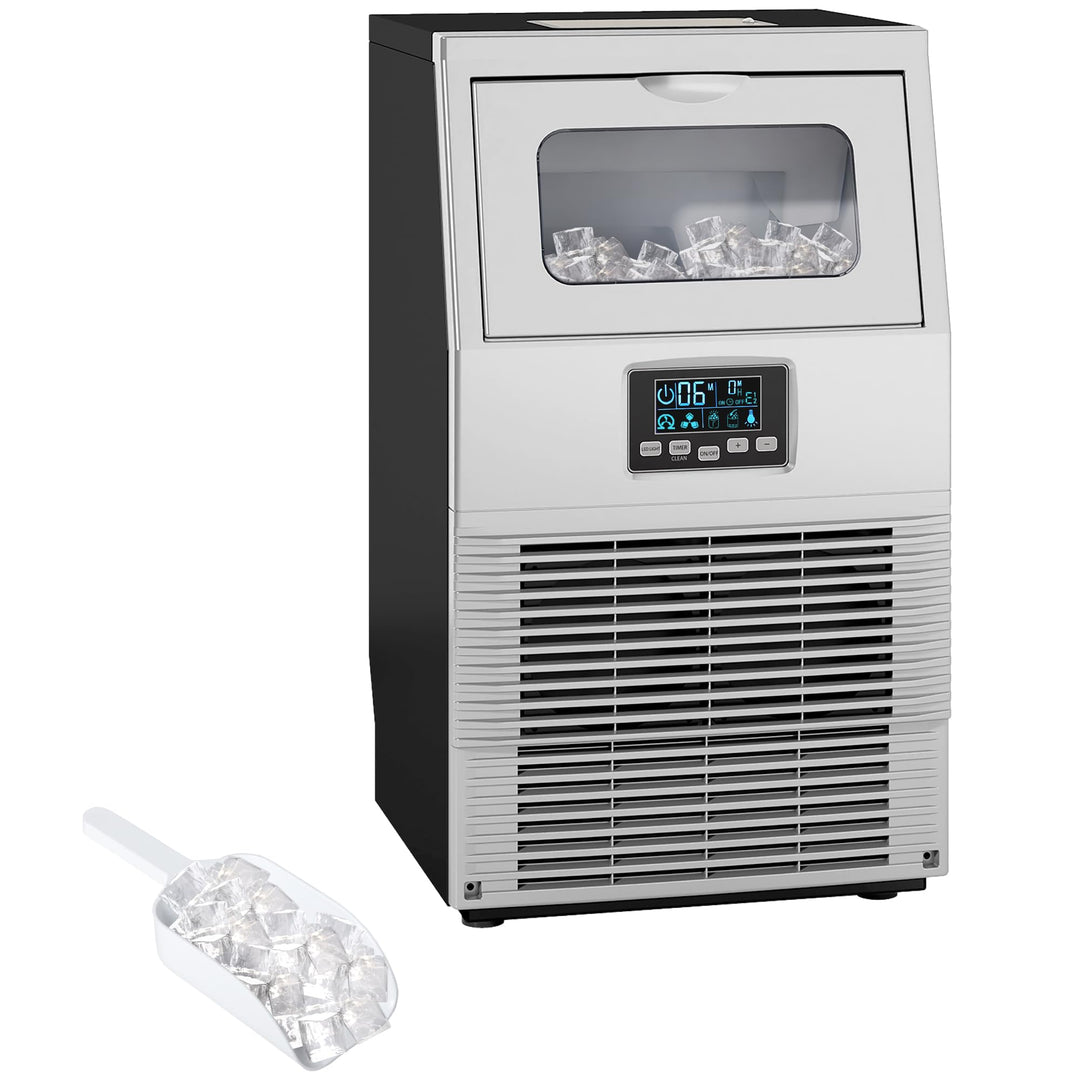 HOMCOM Kommerzielle Eiswürfelmaschine 30kg/24H Eismaschine mit digitaler Steuerung, Eisportionierer,
