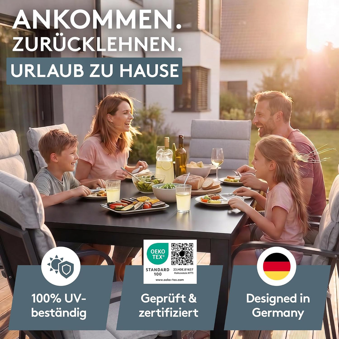 LILENO HOME Gartenstuhl Auflagen als [1er Set - Hochlehner] in Silber | bequeme Liegen als Sitzaufla