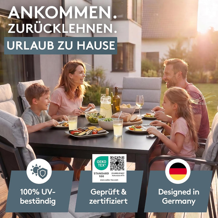LILENO HOME Gartenstuhl Auflagen als [1er Set - Hochlehner] in Silber | bequeme Liegen als Sitzaufla