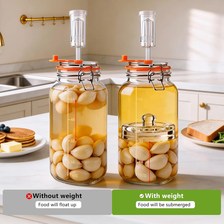 YBCPACK Fermentiergläser 2L mit Gärventil & Glasgewicht – grosses Einmachglas/Fermentationsglas Star