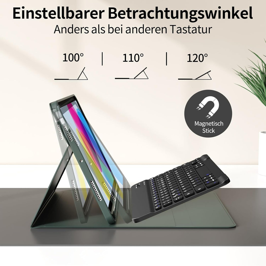 ZOYU Tastatur Hülle für ipad 10. Generation (10,9 Zoll 2022) mit Stifthalter, TPU Rückschale, Magnet