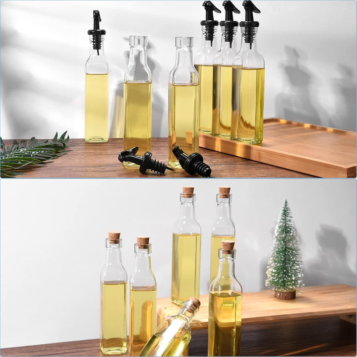 Ölflasche,Ölspender mit Trichter 6 x 250 ml, Ölflasche aus Dickem Glas ohne Blei, Essig und Ölflasch